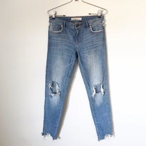 Zara Raw Hem Distressed Jeans